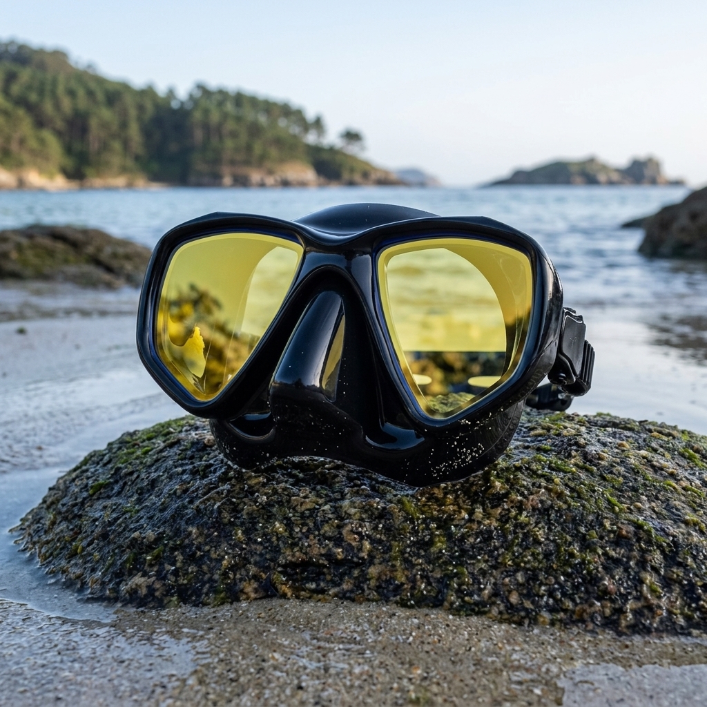Máscara Marlin TRITON Negro con lente de espejo amarillo